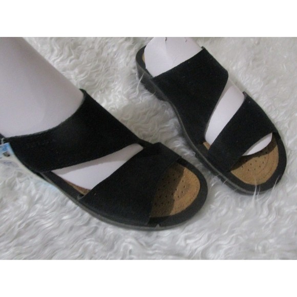 New Women FlyFlot black  2-strap slide leather sandals/slippers -  ITALY NWT 38 - Picture 5 of 7